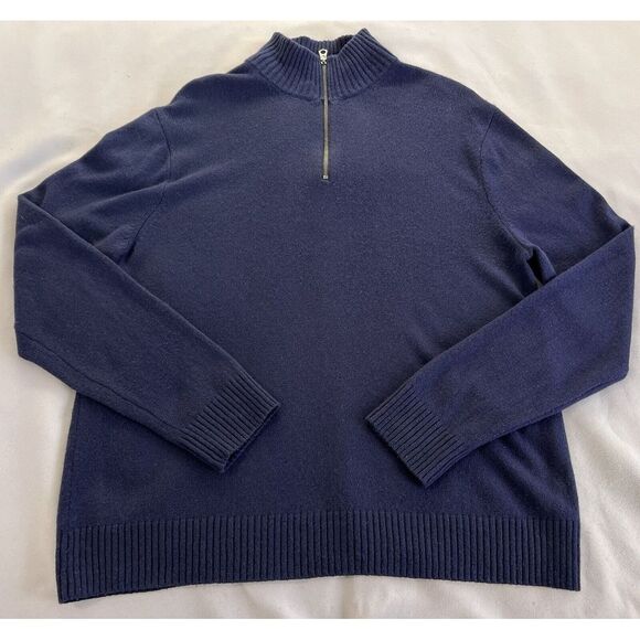 J. Crew Sweaters - J. Crew Pullover Sweater Size XL Half Zip Merino Wool‎ Navy Blue Men's